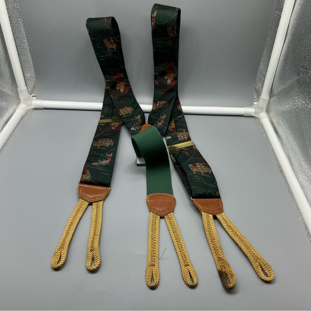 Elegant Green and Gold Men's Suspenders